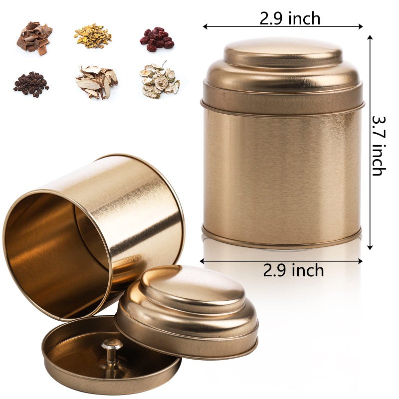 Lawei 9 Pack Tea Tins Canister with Airtight Double Lids, Mini Tea Storage Containers Round Tin Can Box for Storage Tea Coffee Sugar Loose Leaf, 8 Fluid Oz - Image 2