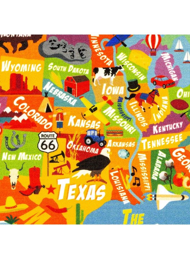 KC Cubs Playtime Collection Usa United States Map Educational Learning & Game Area Rug Carpet For Kids And Children Bedrooms And Playroom (3'3" X 4'7") - Image 3