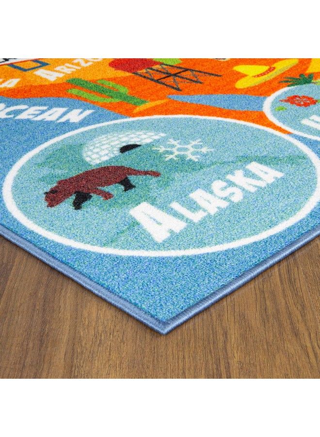 KC Cubs Playtime Collection Usa United States Map Educational Learning & Game Area Rug Carpet For Kids And Children Bedrooms And Playroom (3'3" X 4'7") - Image 5