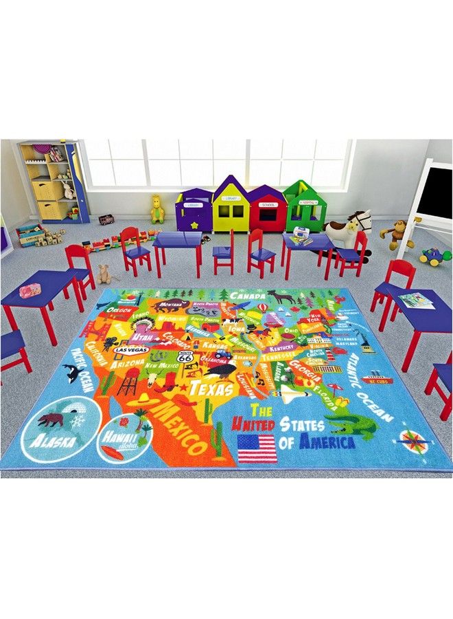 KC Cubs Playtime Collection Usa United States Map Educational Learning & Game Area Rug Carpet For Kids And Children Bedrooms And Playroom (3'3" X 4'7") - Image 4