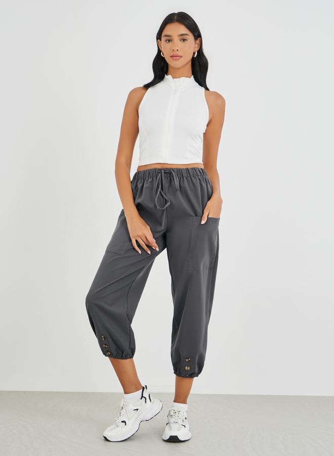 Take Two Relaxed Fit Cropped Pants with Drawstring - Image 1