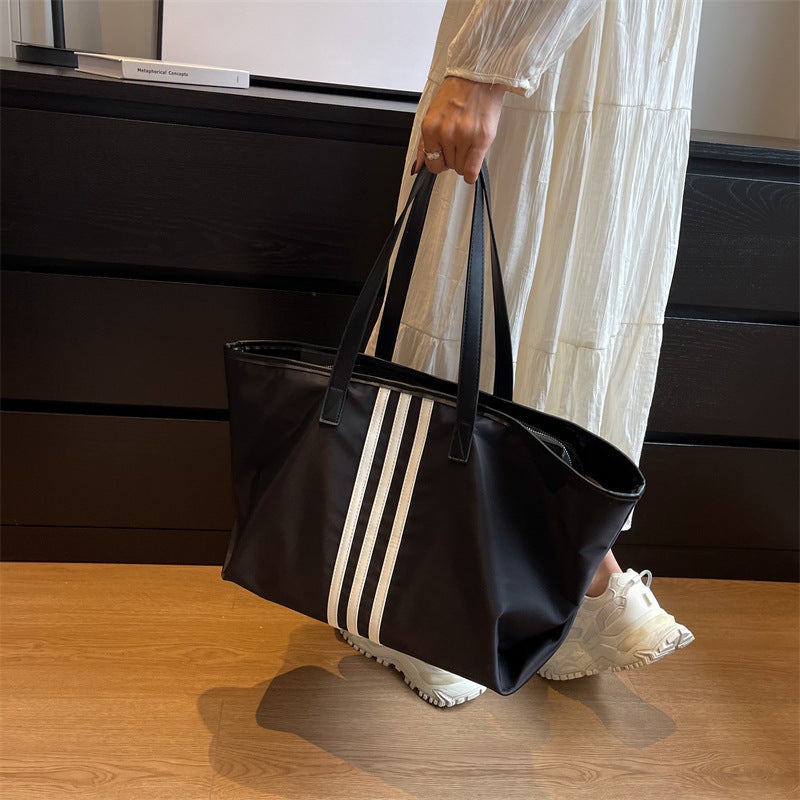 Summer Large Capacity Sweet Cool Spice Girl Style Bag Women'S 2023 New Style Simple Striped Tote Bag Niche Trendy Underarm Bag - Image 5