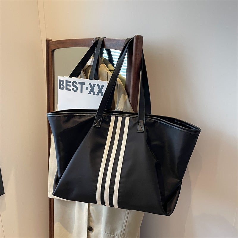 Summer Large Capacity Sweet Cool Spice Girl Style Bag Women'S 2023 New Style Simple Striped Tote Bag Niche Trendy Underarm Bag - Image 2