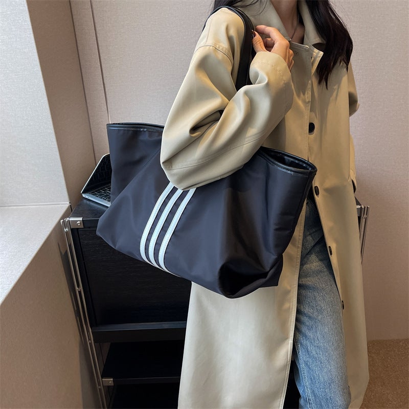 Summer Large Capacity Sweet Cool Spice Girl Style Bag Women'S 2023 New Style Simple Striped Tote Bag Niche Trendy Underarm Bag - Image 3