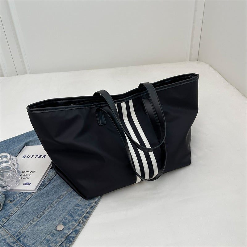 Summer Large Capacity Sweet Cool Spice Girl Style Bag Women'S 2023 New Style Simple Striped Tote Bag Niche Trendy Underarm Bag - Image 1