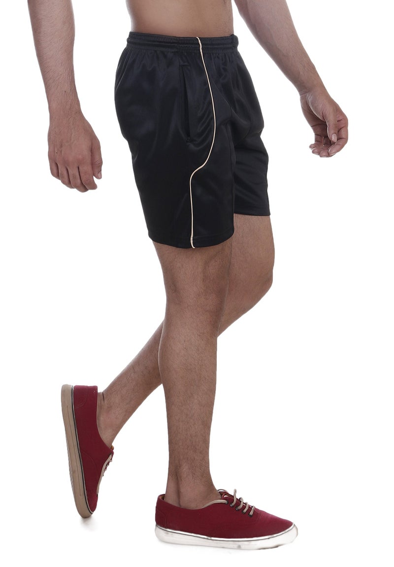 VEGO Men's Sports Shorts, Nylon Shorts, Half Pant, Bermuda Black - Image 3