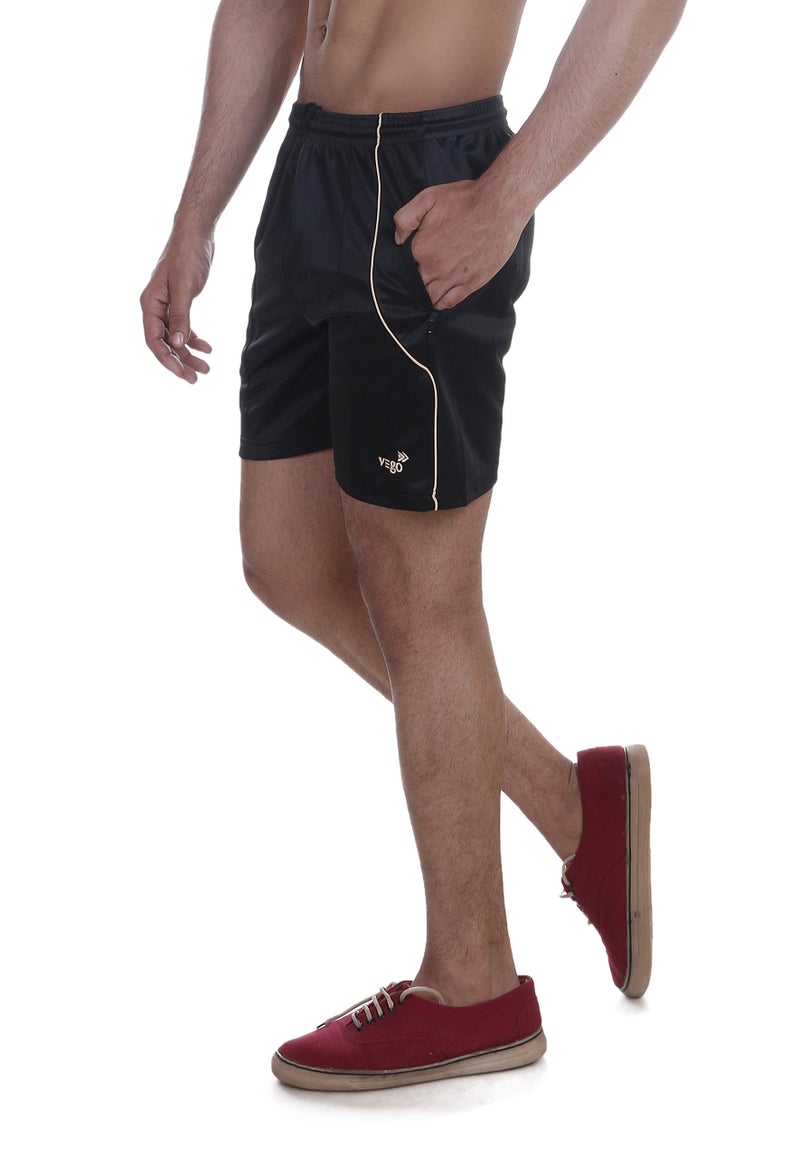 VEGO Men's Sports Shorts, Nylon Shorts, Half Pant, Bermuda Black - Image 2