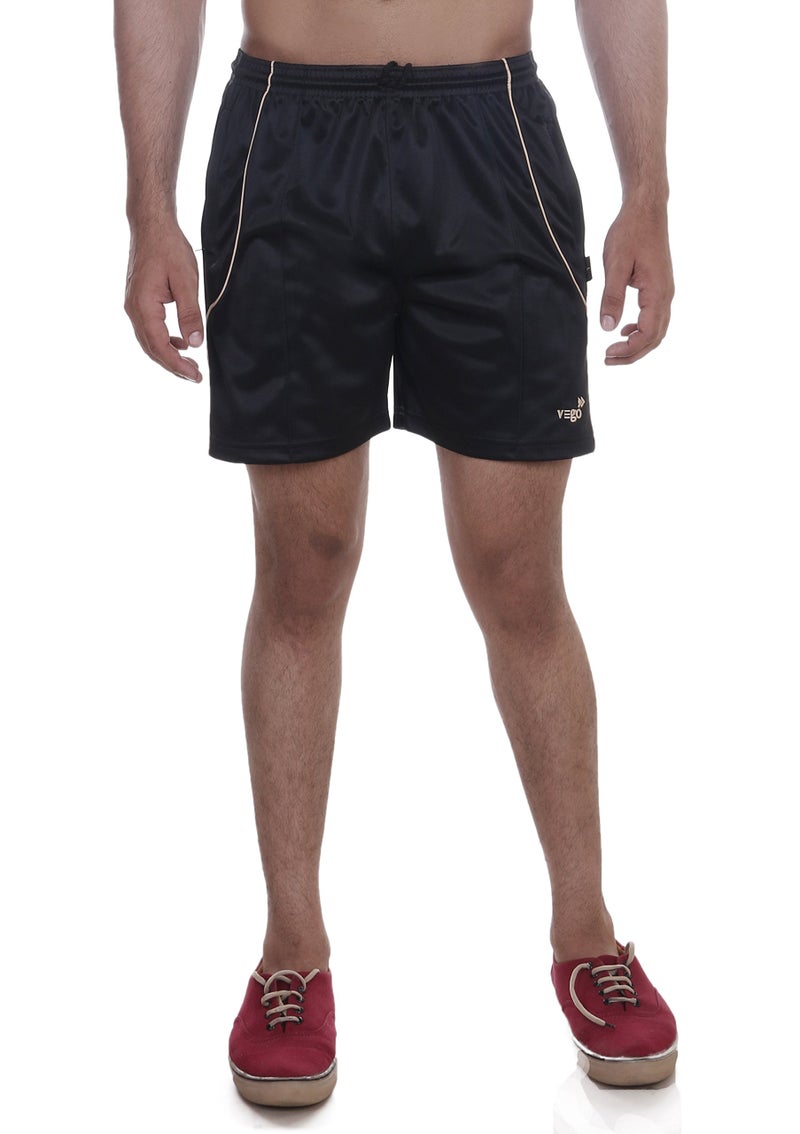 VEGO Men's Sports Shorts, Nylon Shorts, Half Pant, Bermuda Black - Image 1