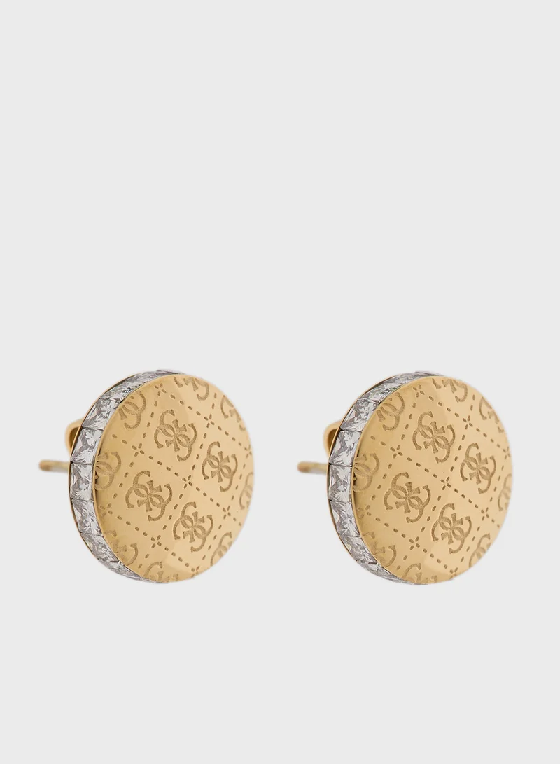 جس Side Crystals 4G Stud Earrings