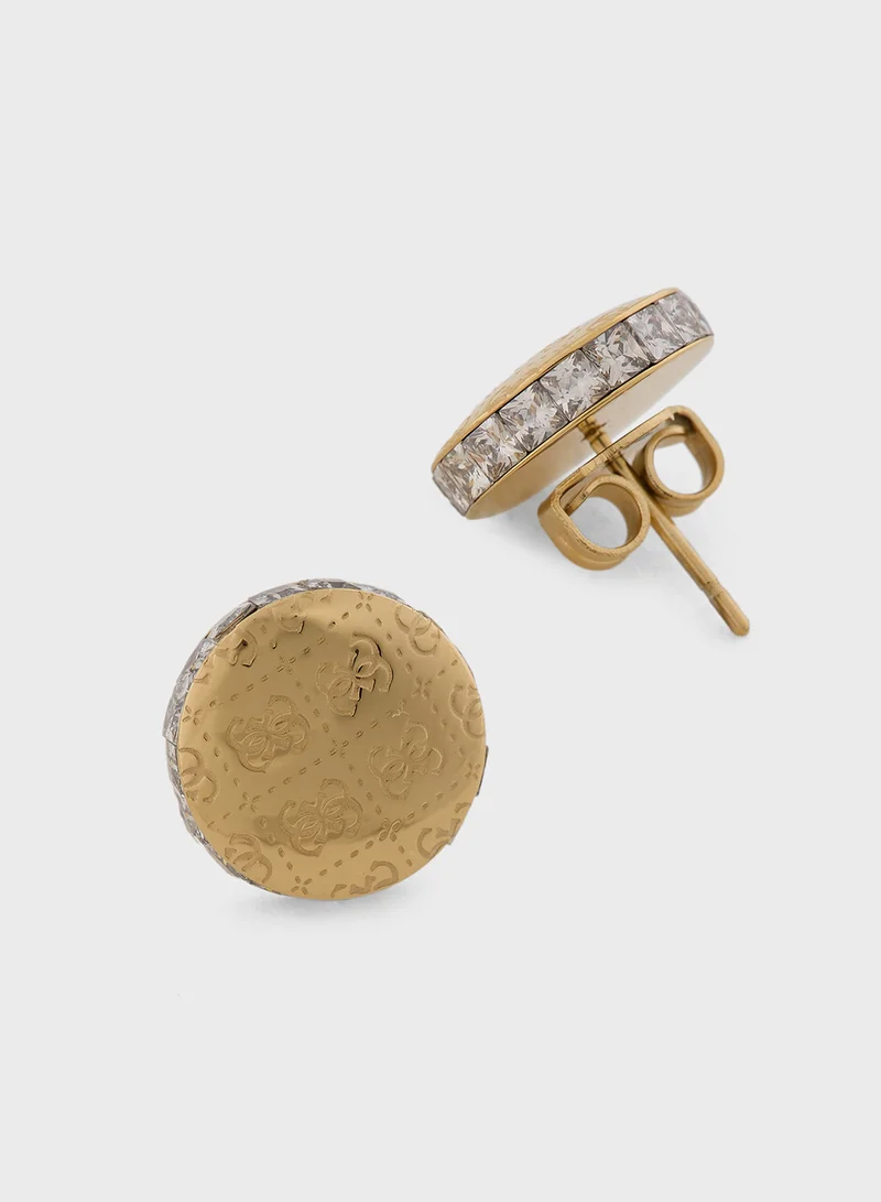 جس Side Crystals 4G Stud Earrings