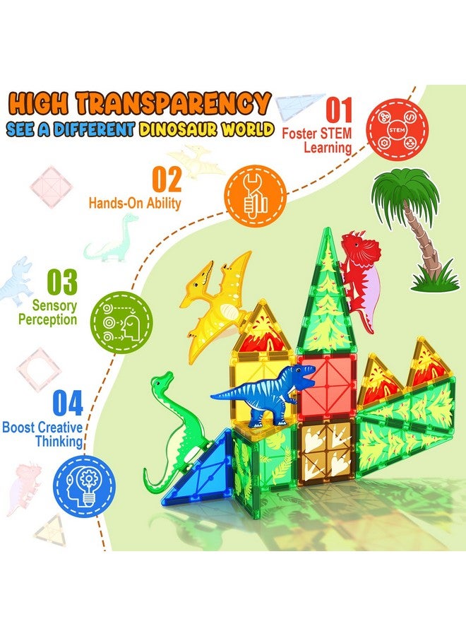كودو ألعاب الديناصورات - مكعبات بناء مغناطيسية للأطفال الصغار - ألعاب خارجية حسية للأطفال من سن 3 سنوات فما فوق - ألعاب إبداعية للأطفال من عالم الديناصورات - Image 4