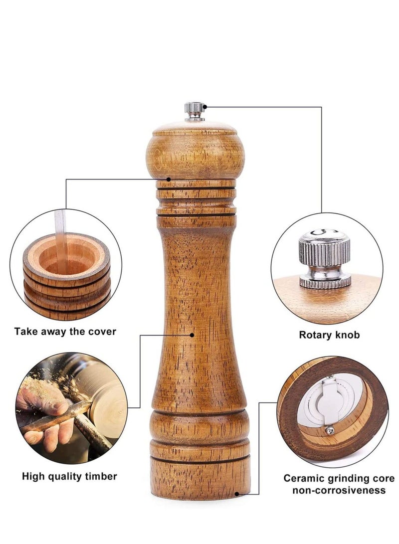 Salt and Pepper Mill Set, Wooden Grinders Premium Adjustable, Shaker  Grinder Pack of 2 - Image 2