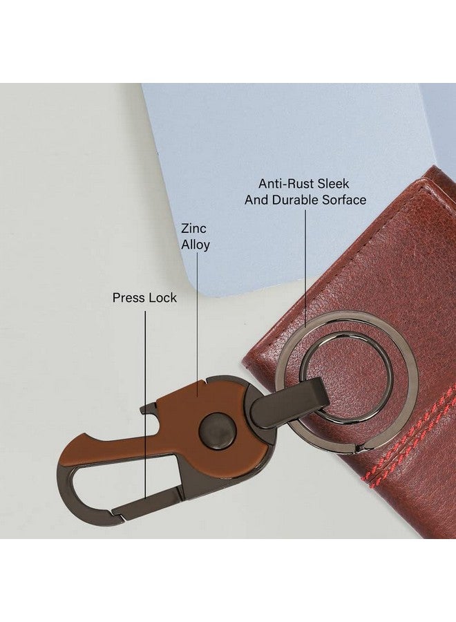 Omuda Premium and Stylish Hook Locking Metal Key Chain for Men & Women & for Gift (M-LYM18 Brown) - Image 3