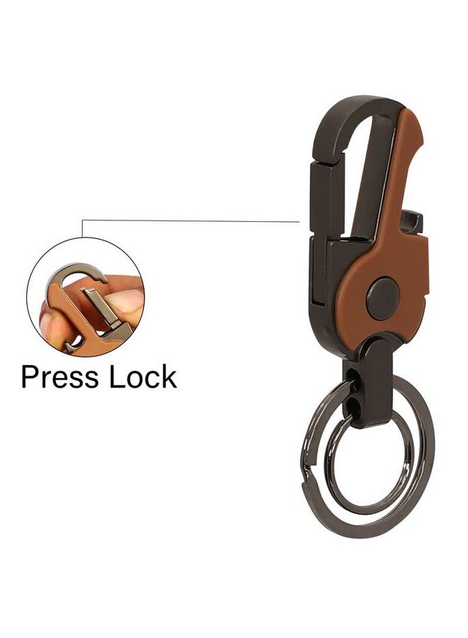Omuda Premium and Stylish Hook Locking Metal Key Chain for Men & Women & for Gift (M-LYM18 Brown) - Image 2