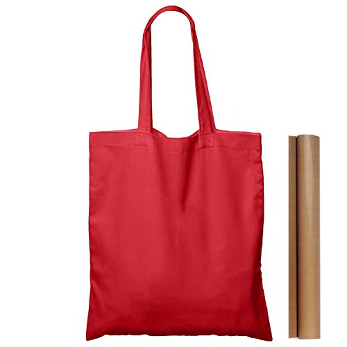 NPBAG 25 Pack 15'' X 16'' Red Cotton Tote Bags, Blank Bulk Cloth bags with 1pc of PTFE Teflon Sheet (M) - Image 1