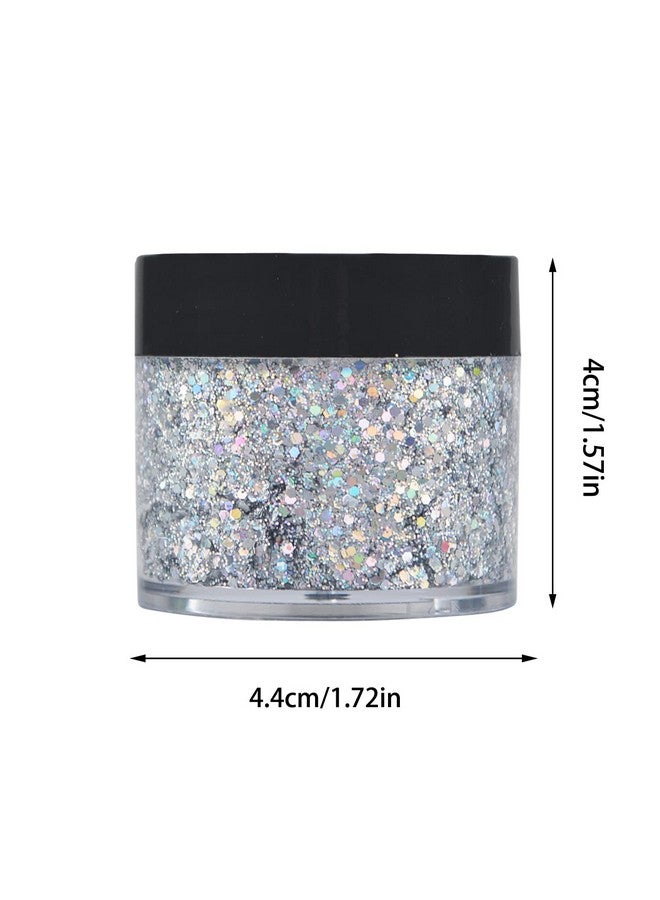 GL-Turelifes Colorful Sparkling Body Glitter Mermaid Sequins Chunky Glitter Gel Hair Glitter Gel Festival Glitter Cosmetic For Face Hair Nails Stage Bride Makeup Long Lasting 30Ml (Silver)  - Image 4
