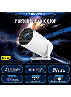 VICTGOAL Smart Portable Projector Home Cinema Stereo Karaoke Projector Dual Band WiFi6 +BT5.0 Module Rotates 180° Manual focus and Automatic Keystone Correction Technology White  - Image 2