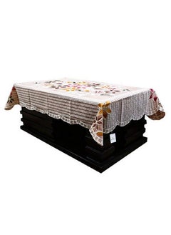 Kuber Industries Kuber Industries Flower Design Cotton Floral 5 Seater Sofa Cover Set with 6 Pieces Arms Cover and 1 Center Table Cover (Set of 17, Brown, Standard)-KUBMART12038  - Image 4