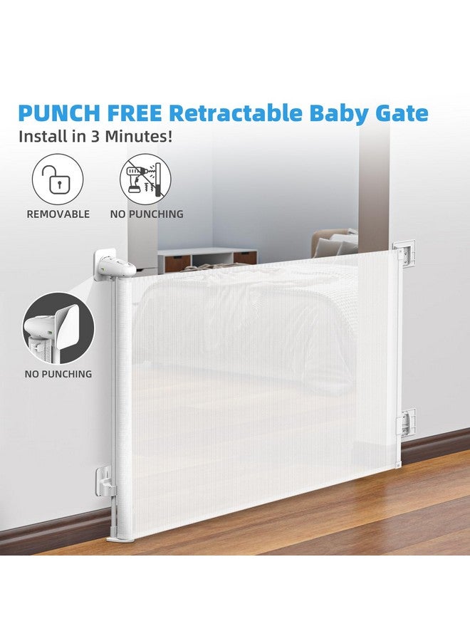 TANOSHII Punch-Free Retractable Baby Gates, 78” inches Extra Wide for Large Opening, Child Pet Safety Indoor/Outdoor Retractable Mesh Gate 34" Tall, for Doorways, Stairs, Hallways, White - Image 3