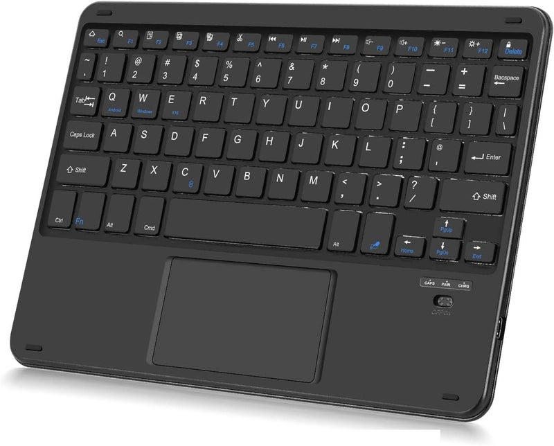 Nsyee Wireless Bluetooth Keyboard, Rechargeable Bluetooth Keyboard with Trackpad, Compatible with iPad, Smartphone, Computer, Windows, iOS, Android, Black - Image 1