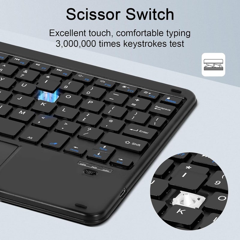 Nsyee Wireless Bluetooth Keyboard, Rechargeable Bluetooth Keyboard with Trackpad, Compatible with iPad, Smartphone, Computer, Windows, iOS, Android, Black - Image 5