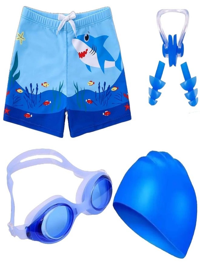 LEBAMI Swimming Kit for Kids Boys | Swim Trunks, Goggles, Swim Cap, Nose Clip, Ear Plugs | Accessories for Swimming, Water Sports (Sea Blue,6 Years-8 Years) - Image 1