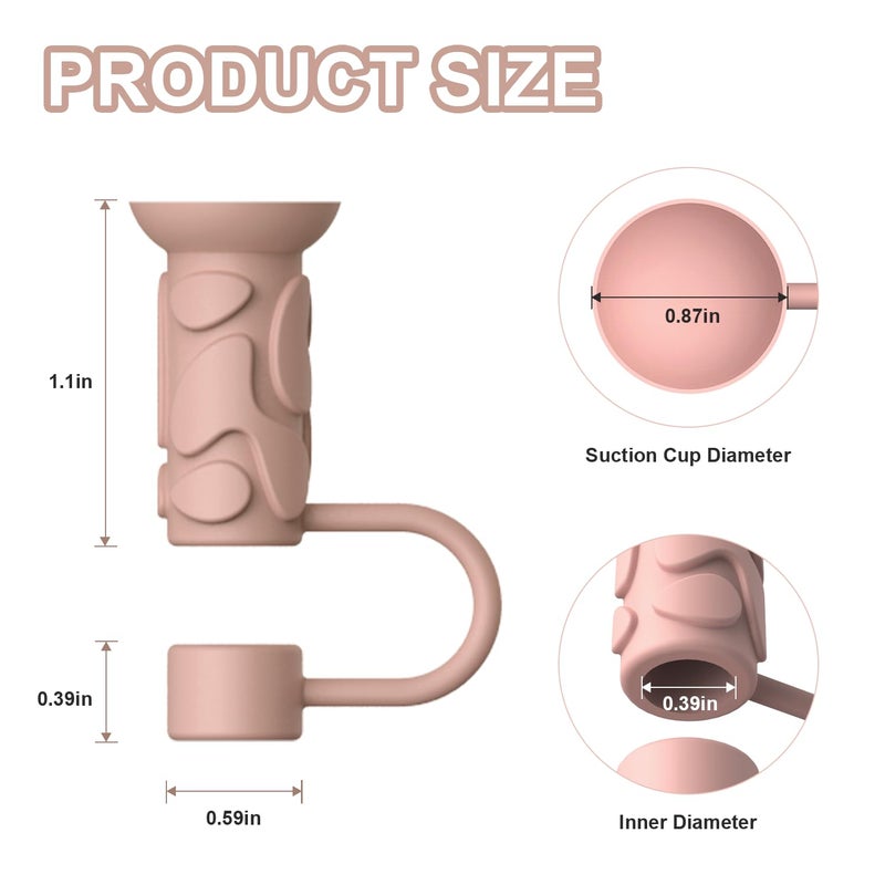 YOTIME Silicone Straw Covers Cap, 6 Pcs Reusable 0.39in/10mm Suction Cup Straw Toppers for Stanley Cup 40 30 oz, Pink - Image 2