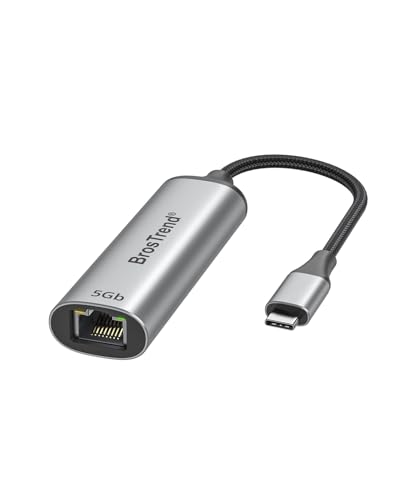 BrosTrend 5Gb USB C to Ethernet Adapter, Aluminum Ethernet to Type C Network Adapter Plug & Play for Windows MacOS etc., Compatible with Dell XPS, MacBook, iPad (Thunderbolt 5/4/3) Lifetime Protection - Image 1