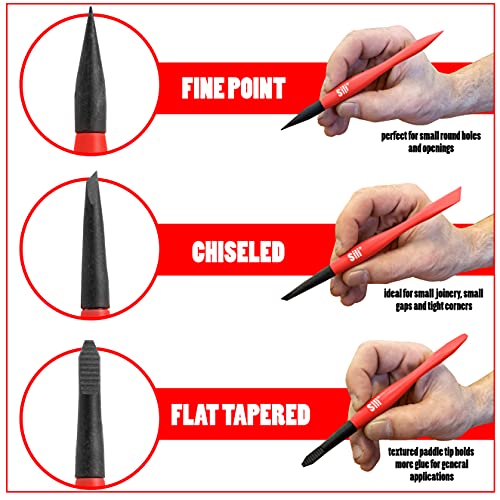 Sili Micro Glue Brush Applicator 3 Pack Set-Christmas Stocking Stuffers with Fine Tip • Chiseled Tip and Flat Tapered Tip Dual Profile Glue Brushes - Image 2