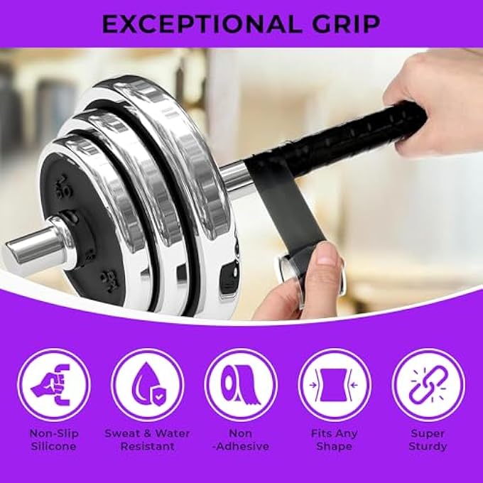 rayihni Silicon Grip Tape For Pull Up Bar - Non-Slip Fusion Silicon Wrap For Barbells, Dumbbells, Sports And Gym Equipment - Waterproof Rubber Tape For Handles -1 Inch X 10 Ft - Image 3