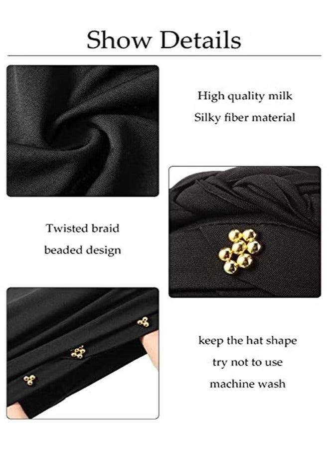 اتش واي المرأة عمامة كاب الملتوية مطرز جديلة رئيس يلتف قبل ربط غطاء العلاج الكيميائي للسرطان غطاء الشعر القبعات الضفائر قبعات - Image 2