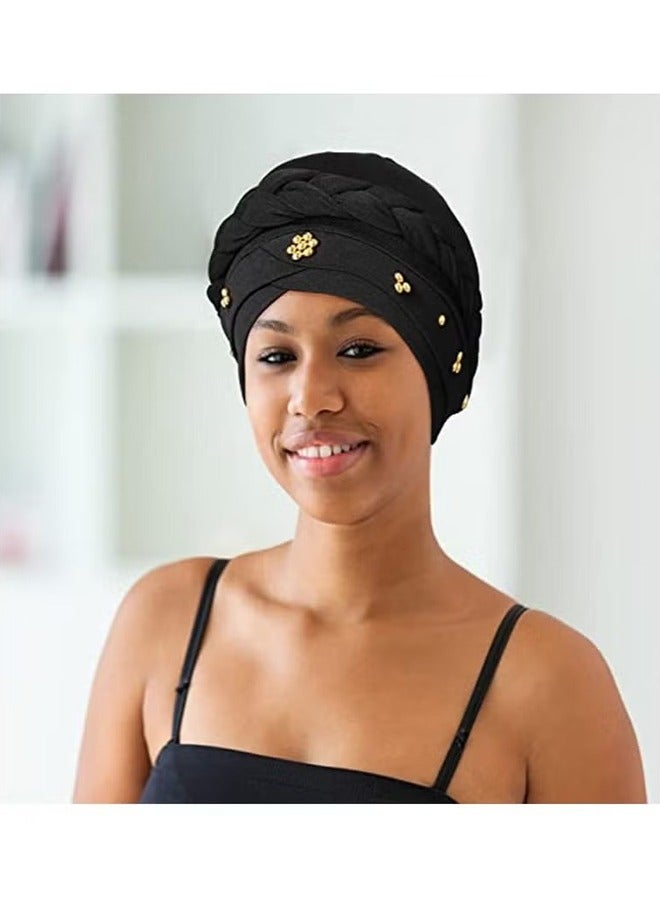 اتش واي المرأة عمامة كاب الملتوية مطرز جديلة رئيس يلتف قبل ربط غطاء العلاج الكيميائي للسرطان غطاء الشعر القبعات الضفائر قبعات - Image 3