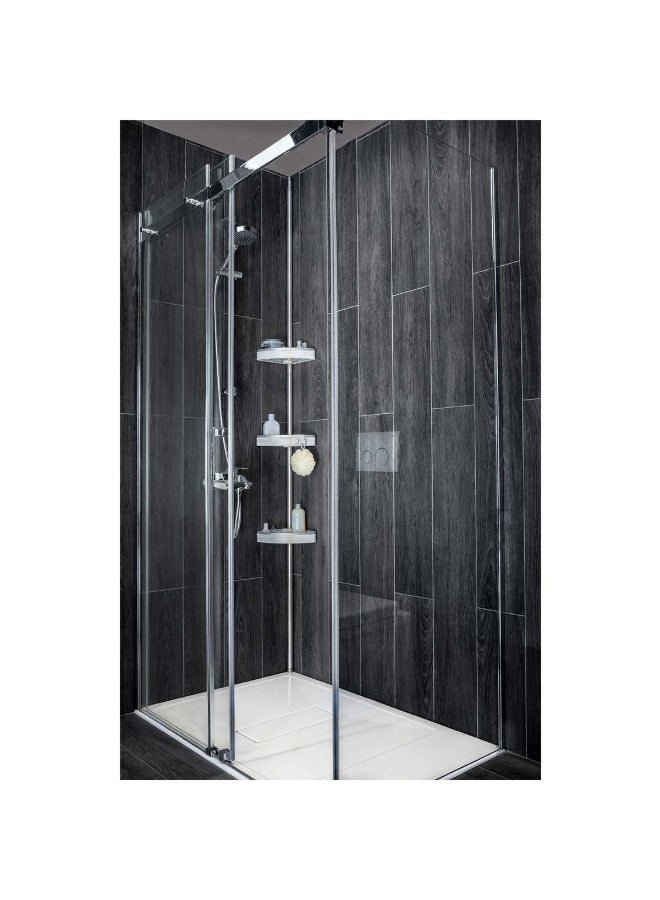 Primanova 3-Tier Plastic Venta Corner Shower Pole Caddy White and Grey 260 x 21 x 21 cm - Image 4