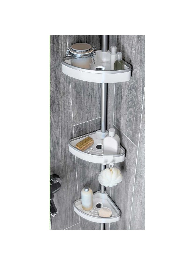 Primanova 3-Tier Plastic Venta Corner Shower Pole Caddy White and Grey 260 x 21 x 21 cm - Image 3