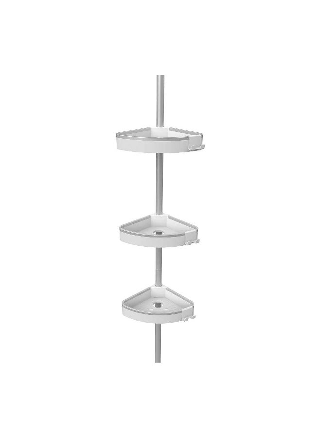 Primanova 3-Tier Plastic Venta Corner Shower Pole Caddy White and Grey 260 x 21 x 21 cm - Image 1