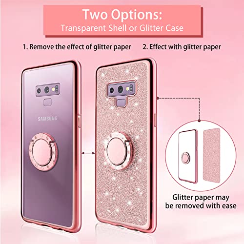 Easyscen for Samsung Galaxy Note 9 Phone Case with Ring Stand Lanyard Strap Protective Cover - Rose Gold - Image 3