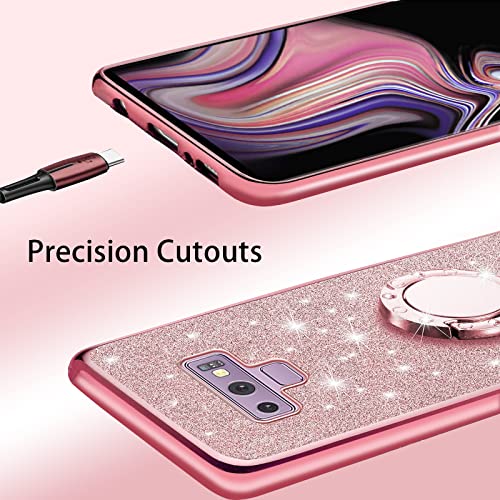 Easyscen for Samsung Galaxy Note 9 Phone Case with Ring Stand Lanyard Strap Protective Cover - Rose Gold - Image 5