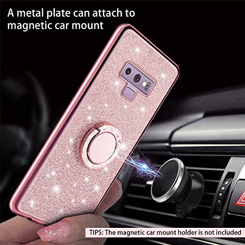 Easyscen for Samsung Galaxy Note 9 Phone Case with Ring Stand Lanyard Strap Protective Cover - Rose Gold - Image 4