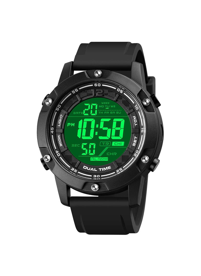 SKMEI Men's 100 Meters Water Resistant Silicone Strap Digital Sports Wrist Watch 2671BK  - Image 2