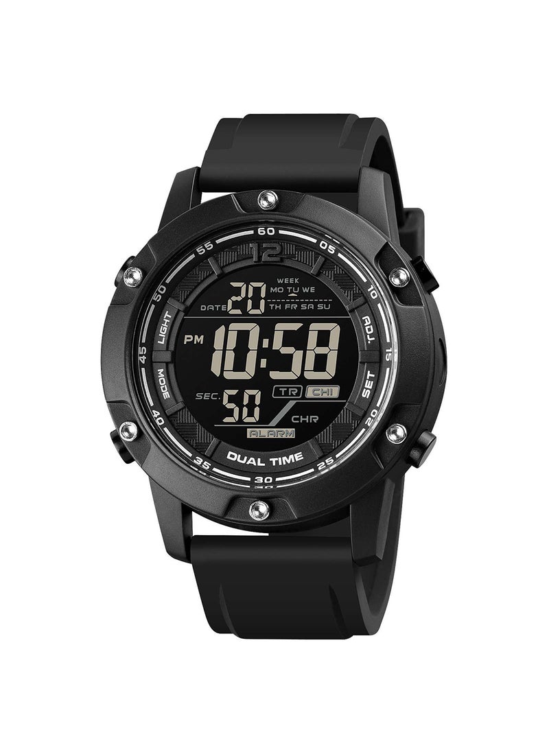 SKMEI Men's 100 Meters Water Resistant Silicone Strap Digital Sports Wrist Watch 2671BK  - Image 1