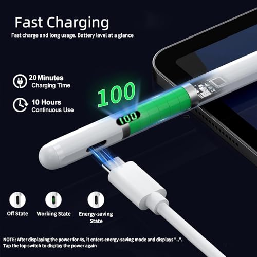 WeCool P2 iPad Pencil, Stylus Pen for iPad with Real-Time Led Power Display, Pencil for iPad 6/7/8/9/10gen, iPad Air 3/4/5/6(M2), iPad Pro 11"/12.9"(M4), iPad Mini 5/6/7, Stylus for iPad 2018 & Later - Image 3