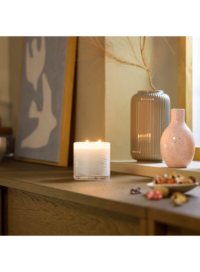Scented Candle in Glass 50 Hours, 2 Wicks, White Swirl Design, Long-Lasting Decorative Home Fragrance Candle, Mouth-Blown Glass Candle for Living Room, Bedroom, Dining and Relaxation (Vanilla) - Image 3