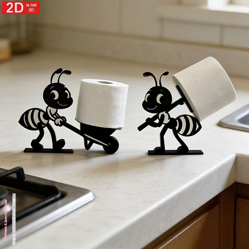 2 Pair Black Ant Shape Tissue Box Holder Creative Bathroom Kitchen Napkin Storage Stand Stable Non Slip Decorative Organizer - Image 2