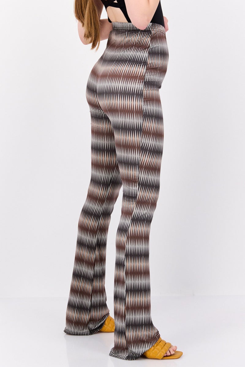 PUBLIC DESIRE Women Regular Fit All Over Printed Flare Pants, Brown - Image 2