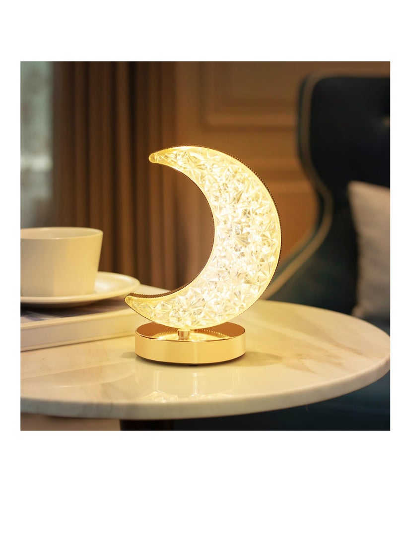 Excefore Moon Lamp, Cordless Rechargeable Stepless Dimmable Touch Nightstand Light, 3 Color Dimmable, Cordless Rechargeable Table Lamp, for Girls Room, Bedroom and Ramadan Decorations - Image 5