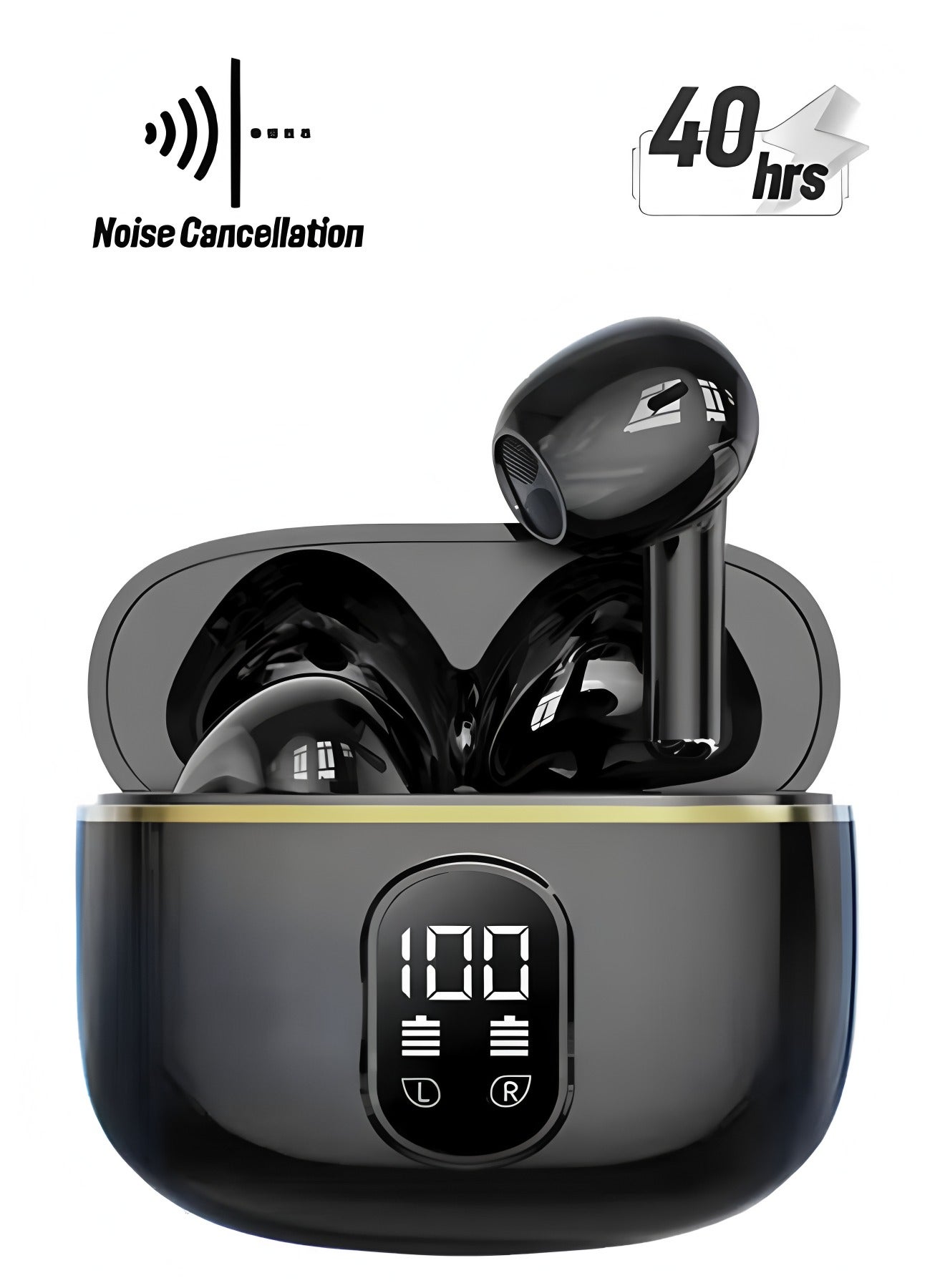 Apluynm True Wireless Earbuds, In-Ear Bluetooth 5.49 Headphones 4-Mics ENC Clear Call, Bluetooth Earbuds Touch Control 40 Playtime, IPX6 Waterproof TWS, Light-Weight Earphones