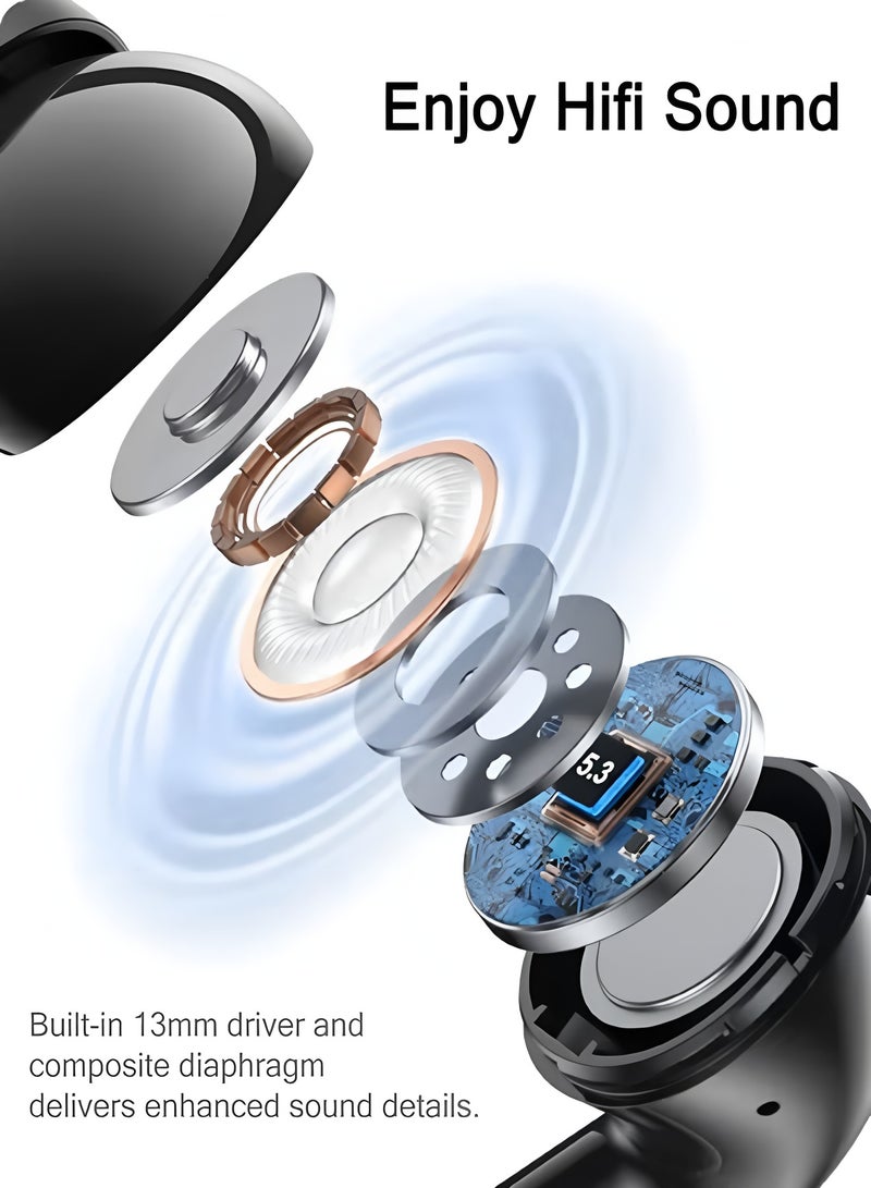 أبلينم سماعات أذن لاسلكية حقيقية، سماعات أذن بلوتوث 5.49 بوصة، 4 ميكروفونات، مكالمات واضحة، سماعات أذن بلوتوث تعمل باللمس، وقت تشغيل 40، مقاومة للماء IPX6، سماعات أذن خفيفة الوزن - Image 4