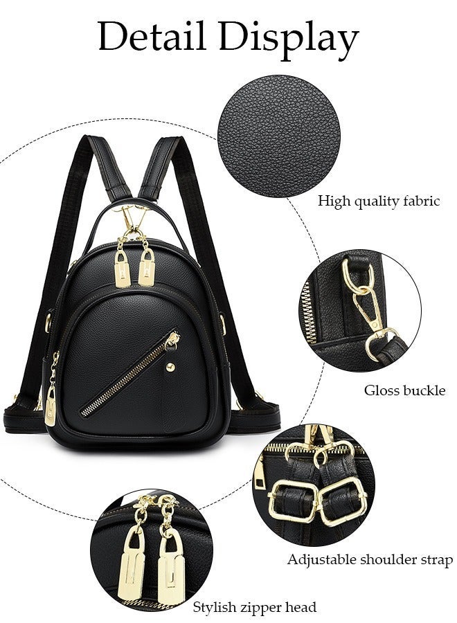 DUNISO Women's Backpack Fashionable Travel Backpack For Women Faux Leather School Backpack Shoulder Bag For College Girls Students Black - Image 3