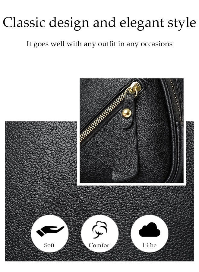 DUNISO Women's Backpack Fashionable Travel Backpack For Women Faux Leather School Backpack Shoulder Bag For College Girls Students Black - Image 2