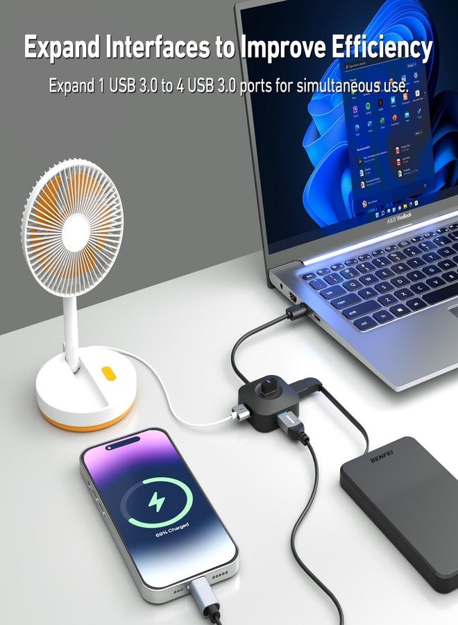 BENFEI USB 3.0 Hub, 4 Ports USB A Splitter Ultra Compact for Mouse, Keyboard, Flash Drive, U Disk, Printer Compatible with Laptop, Desktop PC, Xbox, PS5, and More - Image 3